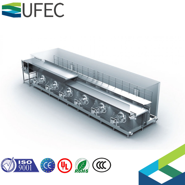 Equipamento de congelamento instantâneo de freezer de túnel criogênico automático de aço inoxidável de 2.000 kg / h