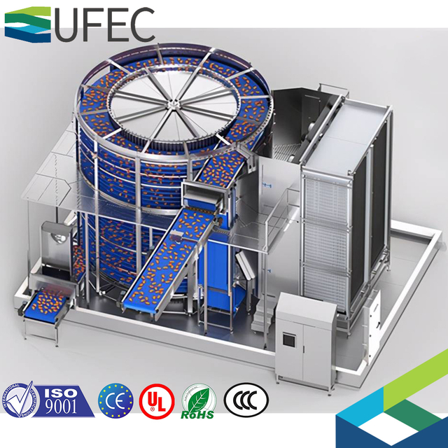 Congelador rápido de espiral dupla SDSF1500II grande de alta eficiência IQF para planta de processamento de vegetais/carnes/frutos do mar