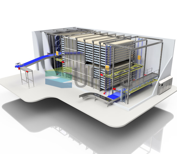 Congelador rápido de túnel de resfriamento de caixa de papelão industrial para frango ou carne